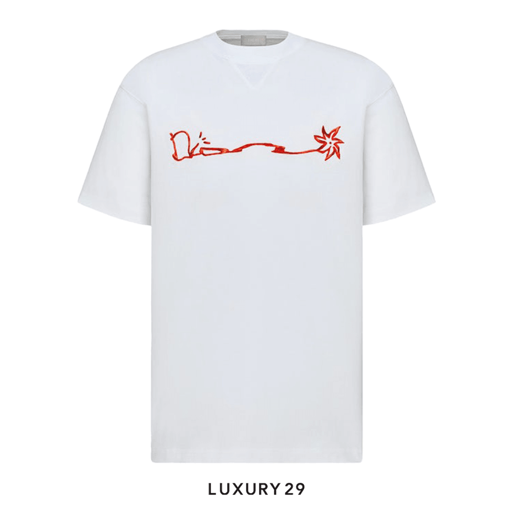 Dior X CACTUS JACK Oversized T-Shirt White/Red(M, White)