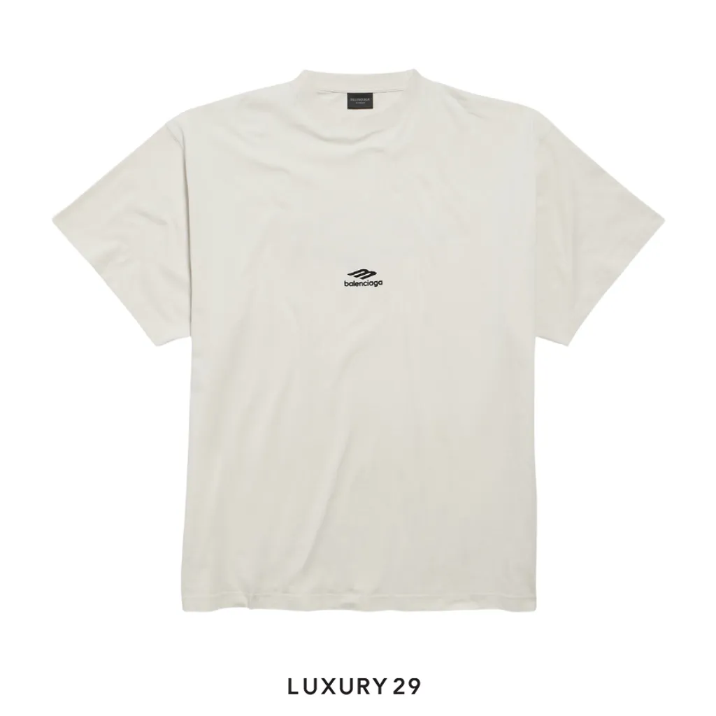 Balenciaga Men's 3b Sports Icon Oversized T-shirt in Chalky White/black(S, White)