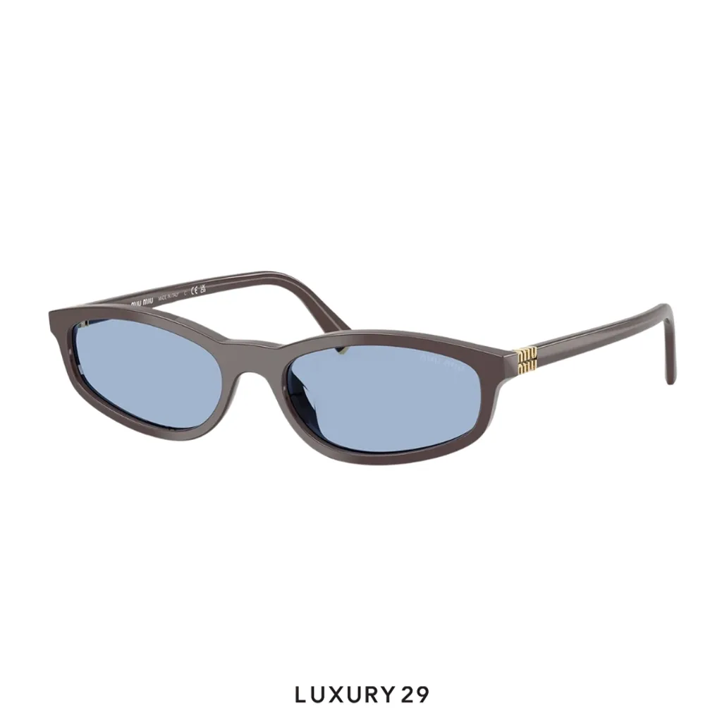 Miu Miu Eyewear geometric-frame sunglasses Moka / Light Blue Lenses(Free Size, Brown)