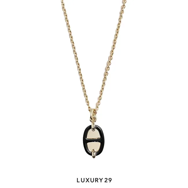 Hermes Mini Maillon Pendant Gold Plate Noir