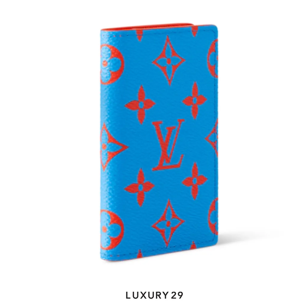 Louis Vuitton LV Pocket Organizer Monogram Glow coated canvas Blue/Red(Small, Blue)
