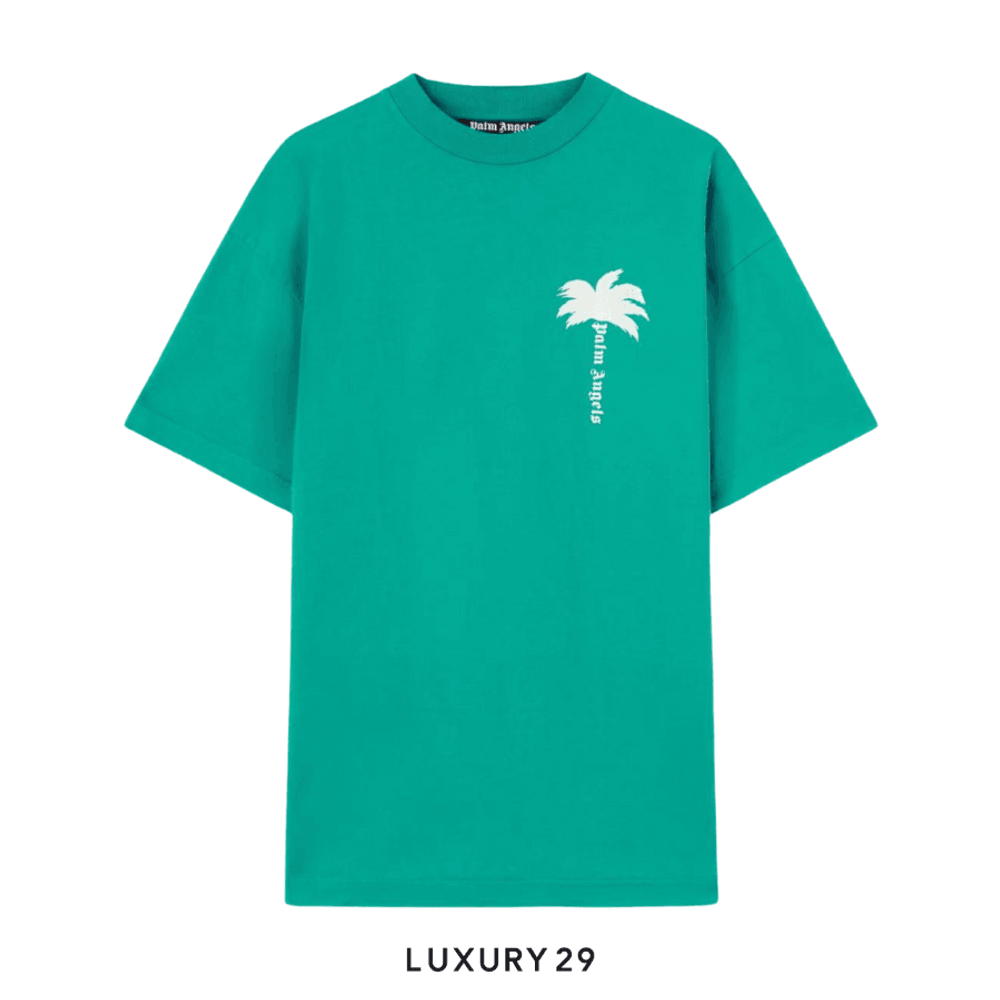 Palm Angels Palm Tree-print cotton T-shirt(M, Green)