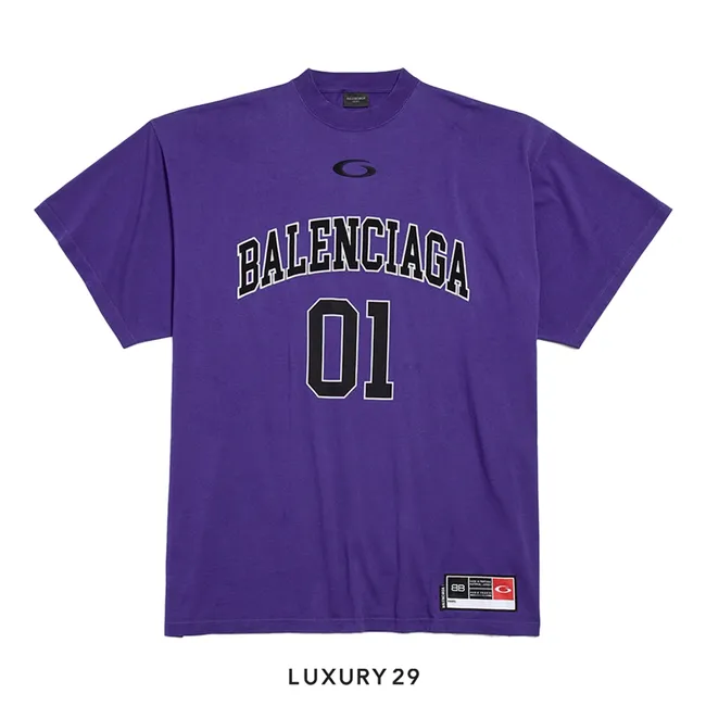 Balenciaga Men's Basketball Series - Oversized T-shirt in Deep Purple