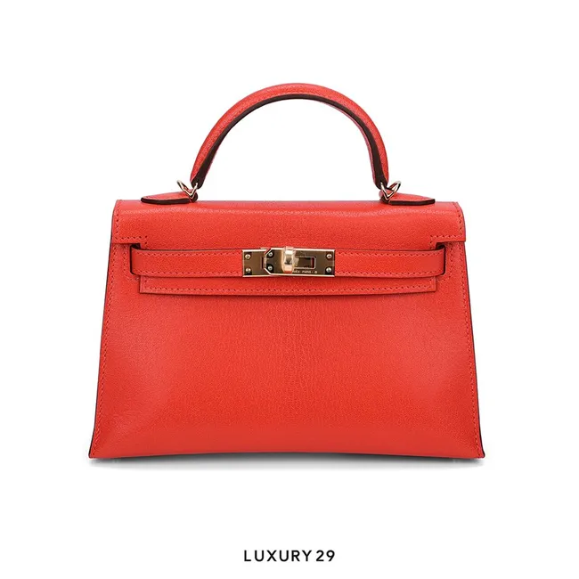 Hermes Kelly Sellier 20 Feu Chevre Gold hardware