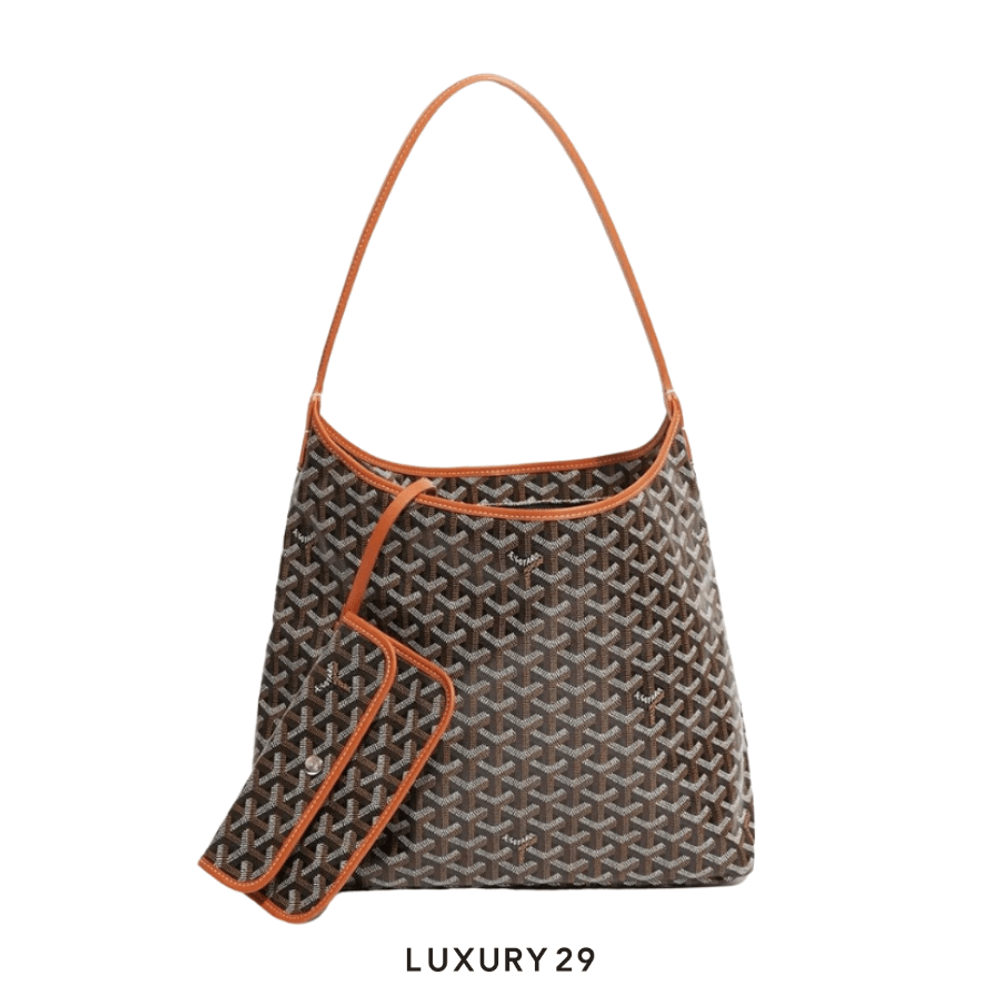 Goyard Boheme Hobo Bag Black & Tan(Small, Brown)