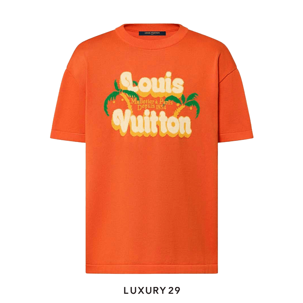 Louis Vuitton LV Short-Sleeved Cotton Crewneck(XL, Orange)