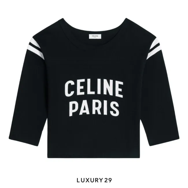 Celine Paris Boxy T-Shirt In Cotton Jersey Black White