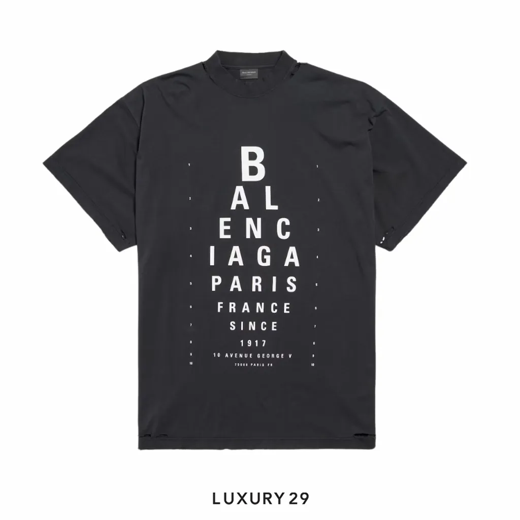 Balenciaga Women's Optical T-shirt Oversized in Black/white(S, Black)