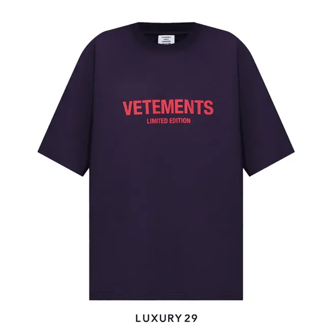 VETEMENTS Purple t-shirt with logo print