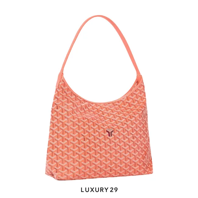 Goyard Boheme Hobo Bag In Goyardine Canvas And Chevroches Calfskin Coral