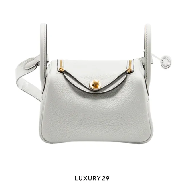 Hermes Lindy Mini II Taurillon Clemence N4 Gris Platine