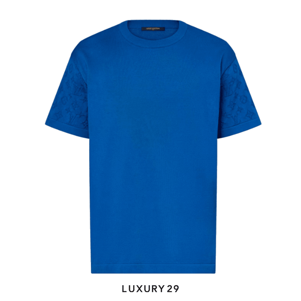 Louis Vuitton LV SHORT-SLEEVED SIGNATURE CREWNECK(L, Blue)