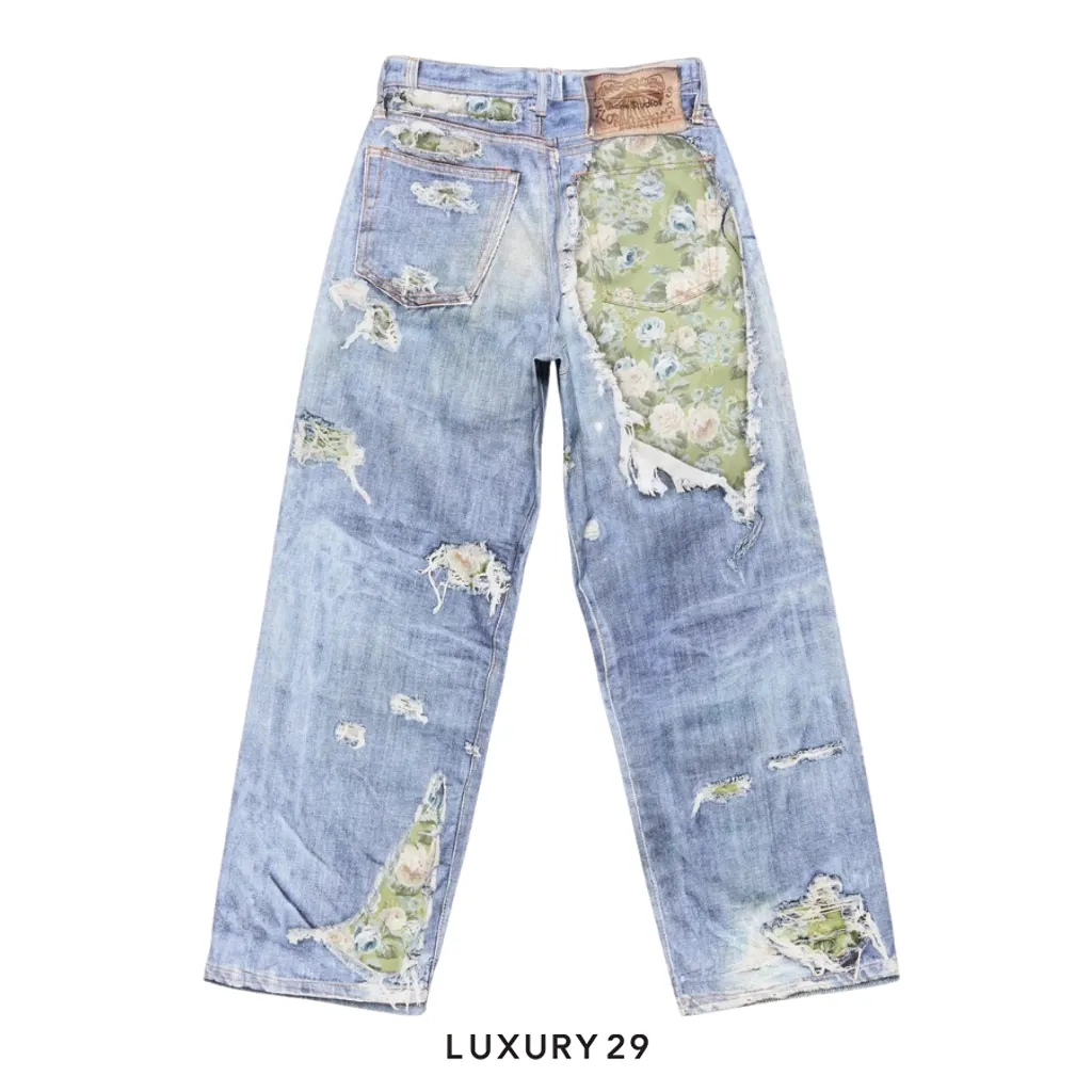 Acne Studios Low waist, baggy leg Trompe-l’oeil jeans - 1981(XS/XS, Blue)