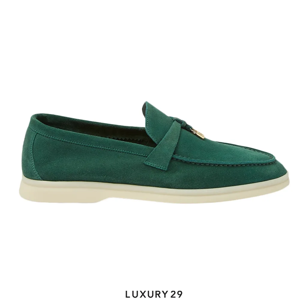 Loro Piana Summer Charms Walk Loafer Suede Goatskin Jazz Club(36, Green)