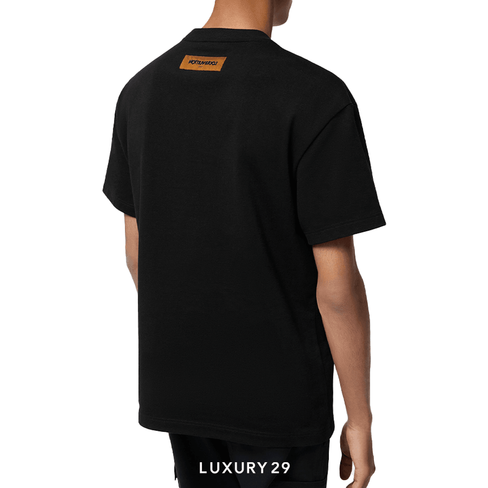 Louis Vuitton LV Embroidered Signature Cotton T-Shirt Noir Louis Vuitton LV Embroidered Signature Cotton T-Shirt Noir
