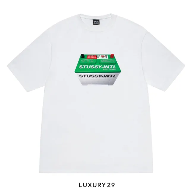 STUSSY BATTERY TEE WHITE