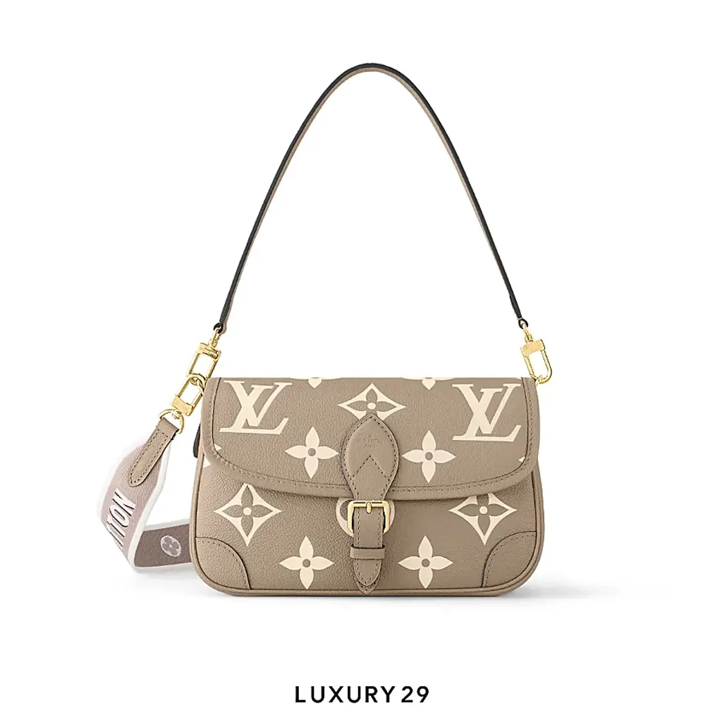 Louis Vuitton LV Diane Satchel Bag  Monogram Tourterelle Beige/Cream(Medium, Neutrals)