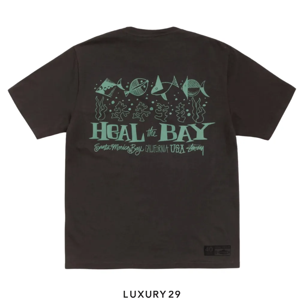 Stussy HEAL THE BAY 40 TEE PIGMENT DYED Faded Black(S, Black)