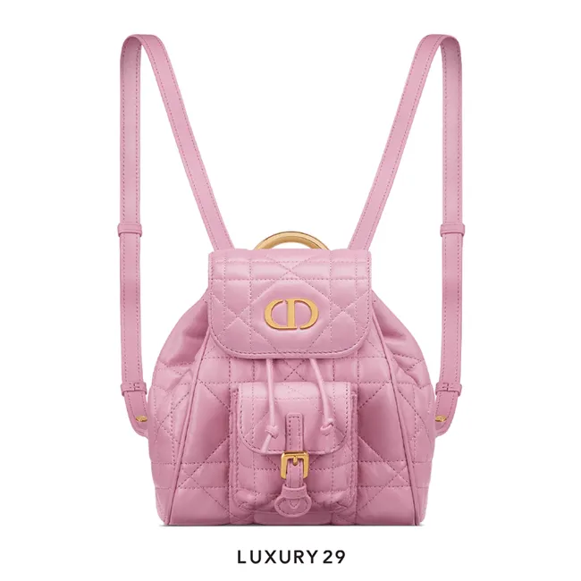 Dior Small Dior Caro Backpack Hydrangea Pink Macrocannage Lambskin