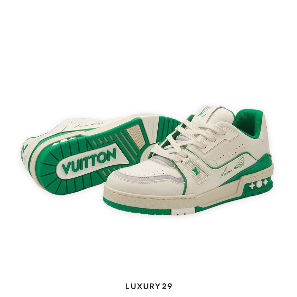 Kid Louis Vuitton LV Trainer Sneaker Green(M)(35, Green)
