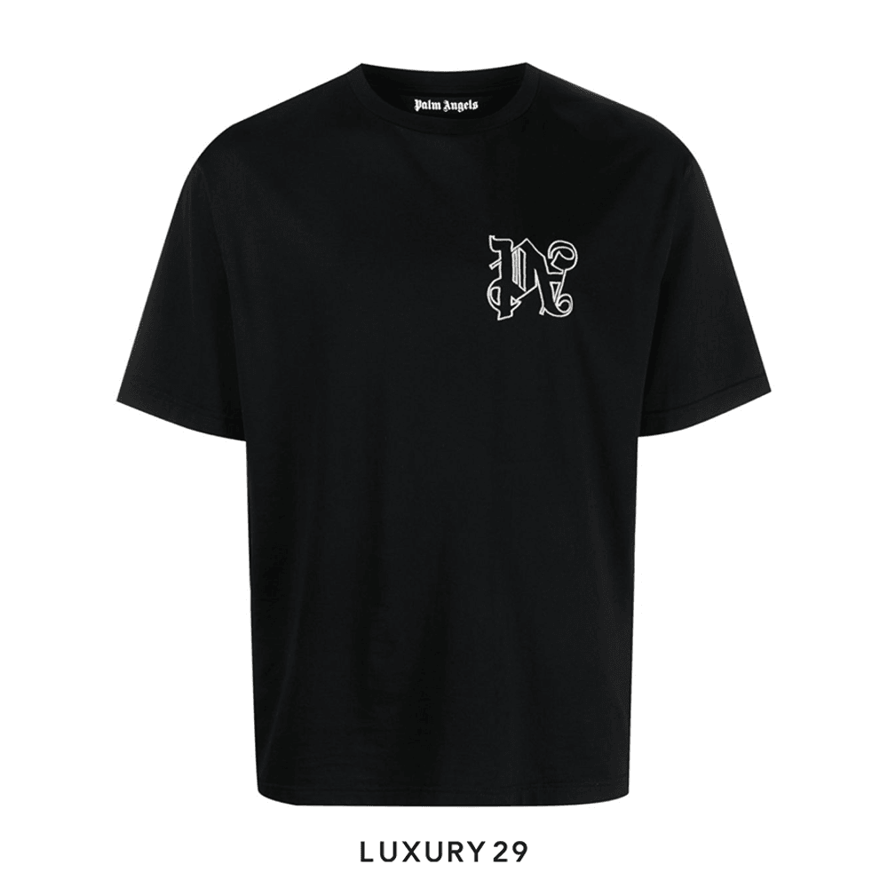 Palm Angels PA logo-embroidered T-shirt(L, Black)