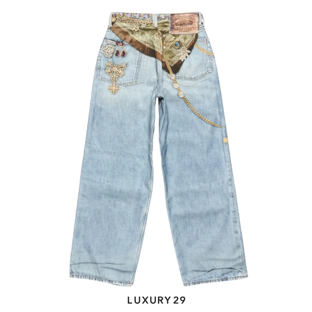 Acne Studios Trompe-loeil jewellery jeans - 1981 Light Blue(XXS/XXS, Blue)