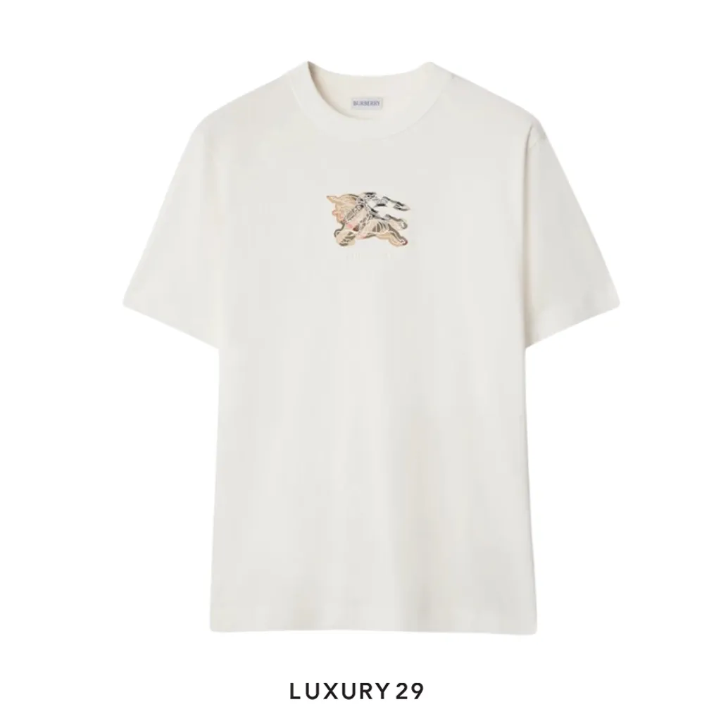 Burberry EKD Check Cotton T-shirt Chalk White(S, White)