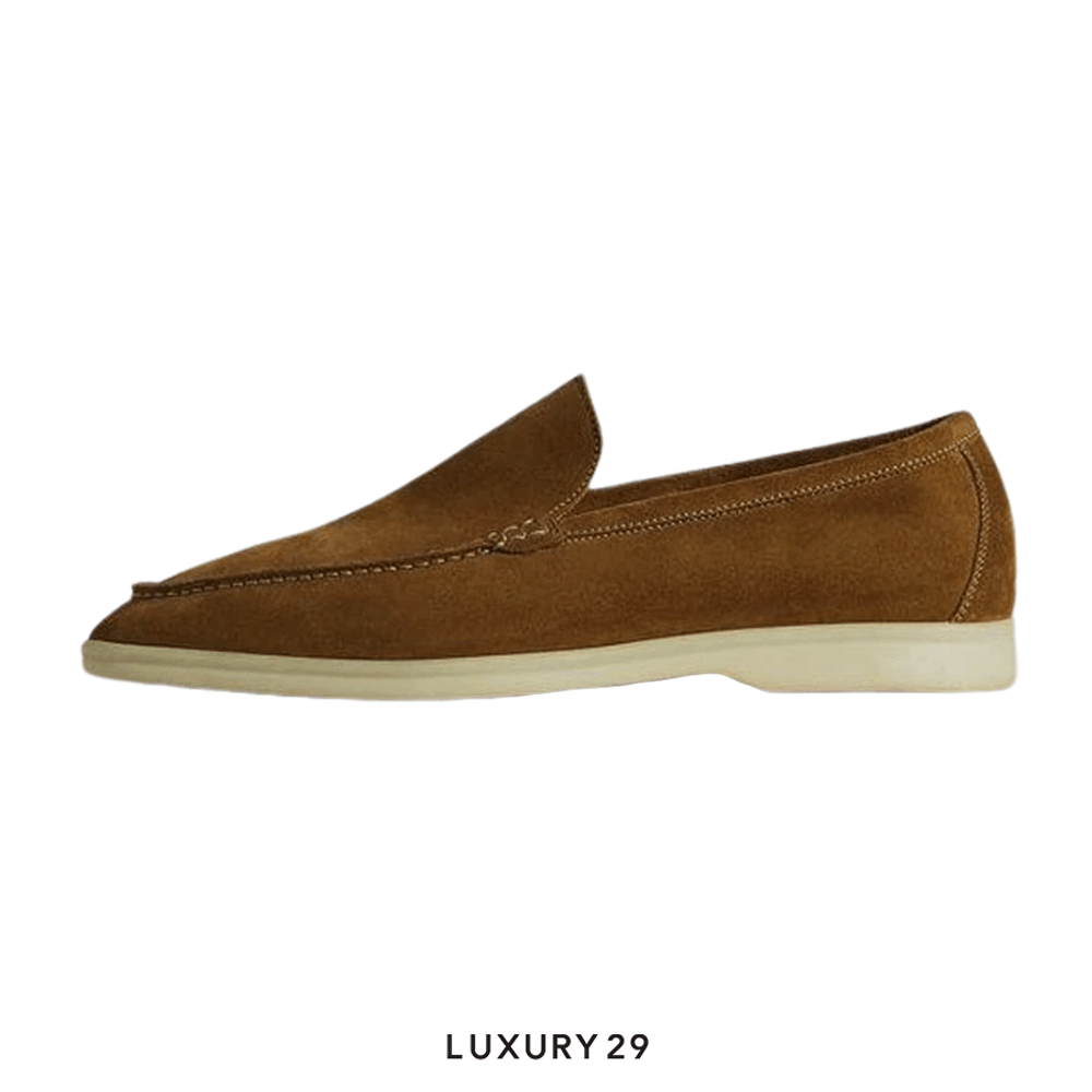 Loro Piana Summer Walk Suede Calfskin Tan(41, Brown)