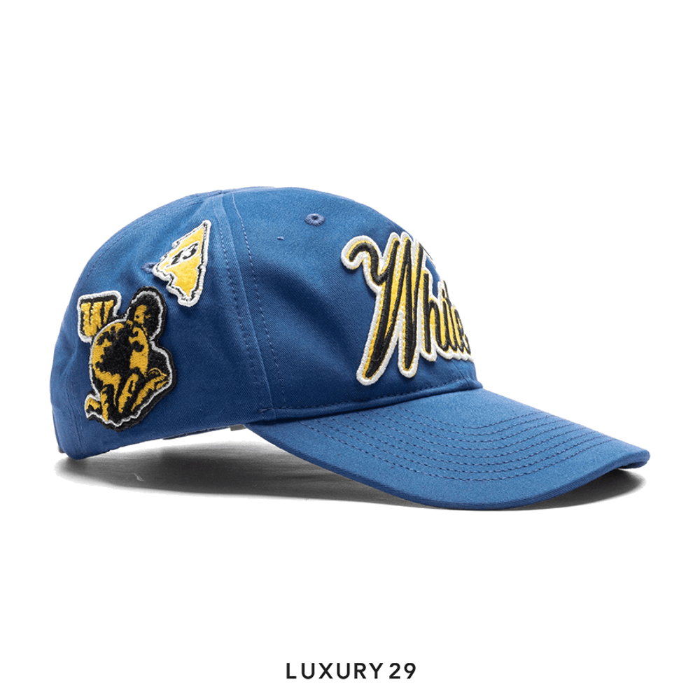 Off-White World Varsity Baseball Cap 'Blue/Yellow'(Free Size, Blue)