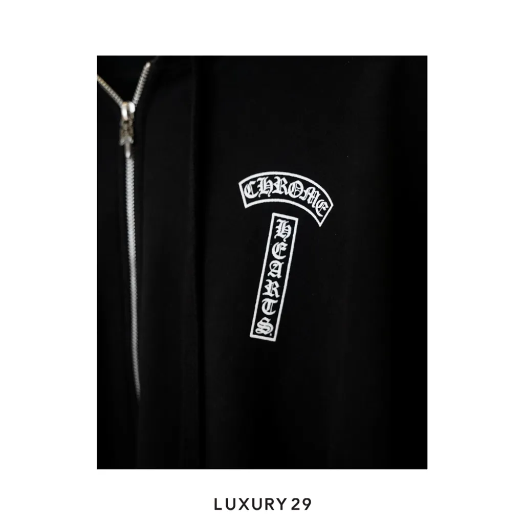 Chrome Hearts T shoulder Logo U.S.A. Zipped Hoodie Black(2XL, Black)