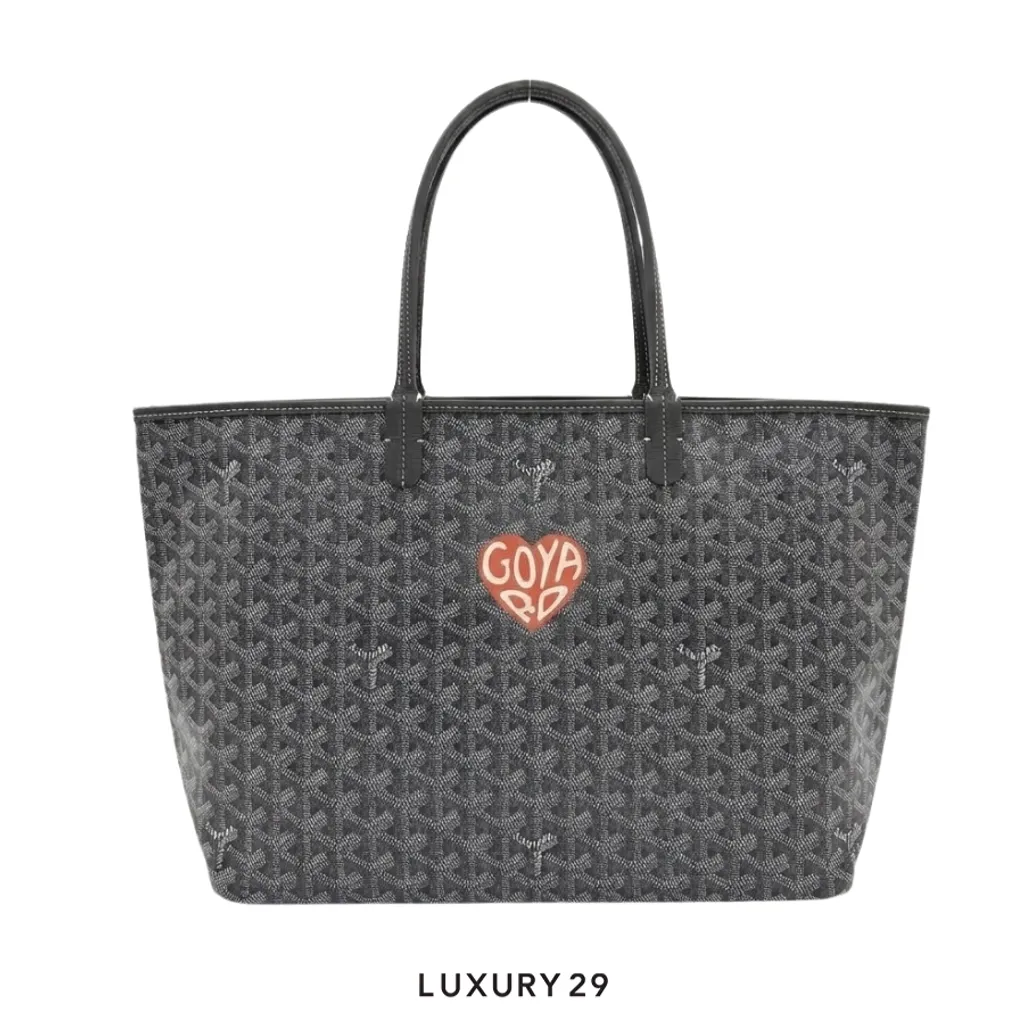 Goyard Saint Louis PM Bag Grey Hand-Painted Heart Orange(Small, Grey)