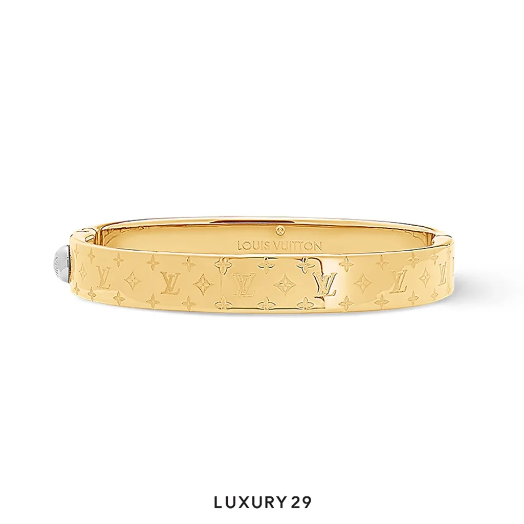 Louis Vuitton LV Nanogram Rigid Bracelet Gold(M, Gold)