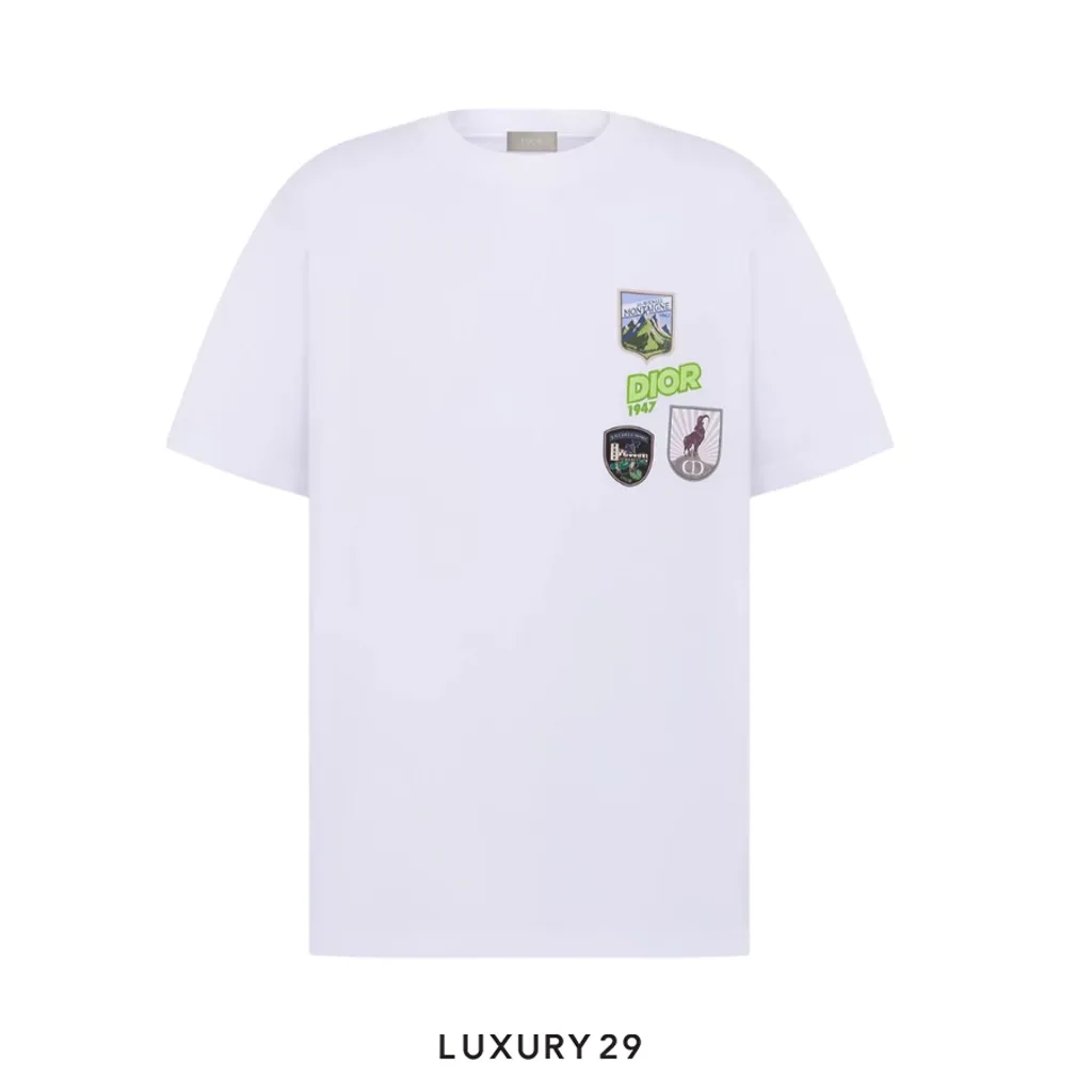 Dior Mountain T-Shirt Relaxed Fit White Cotton Jersey(S, White)
