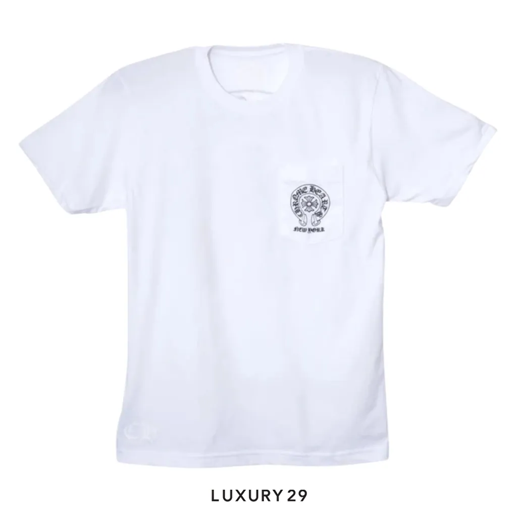 Chrome Hearts New York Exclusive Horseshoes Pocket logo T-shirt White(M, White)