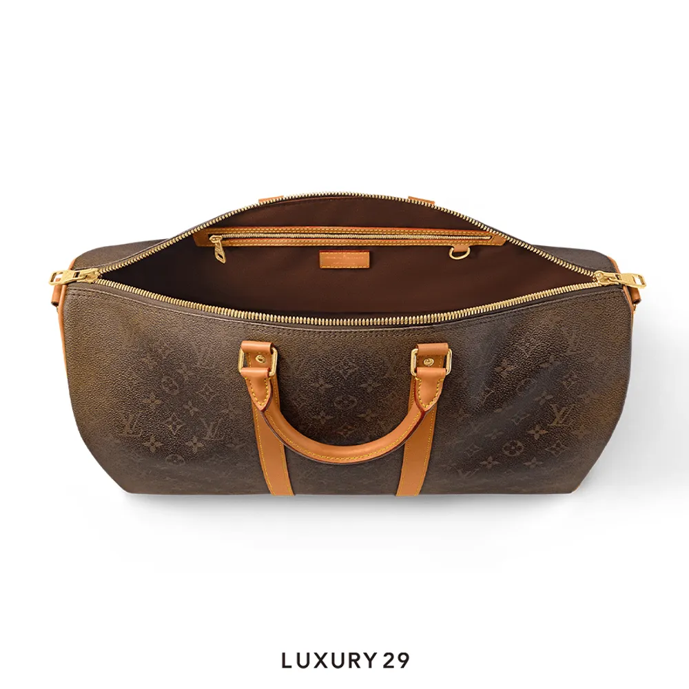 Louis Vuitton LV Keepall Bandouliere 50 Monogram Dust Coated(Medium, Brown)