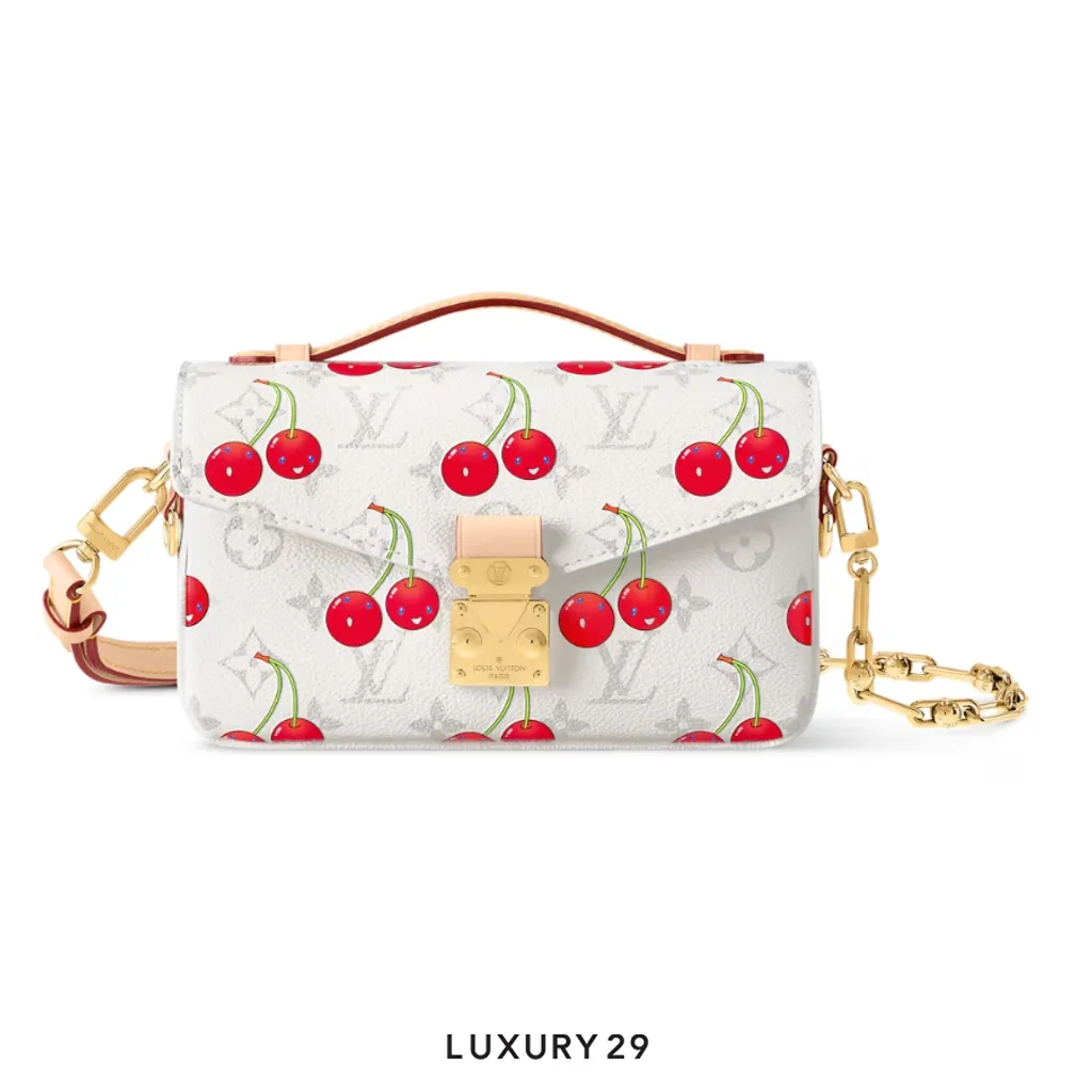 Louis Vuitton LV x TM - Pochette Metis East West Bag Monogram cherry canvas White(Small, White)
