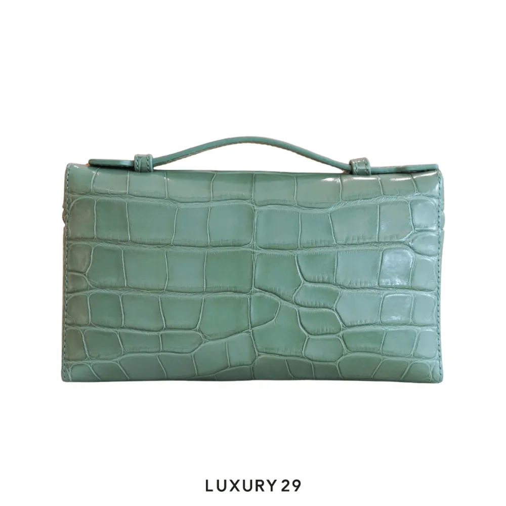 Loro Piana Extra Pocket L19 Glazed Alligator(Small, Green)