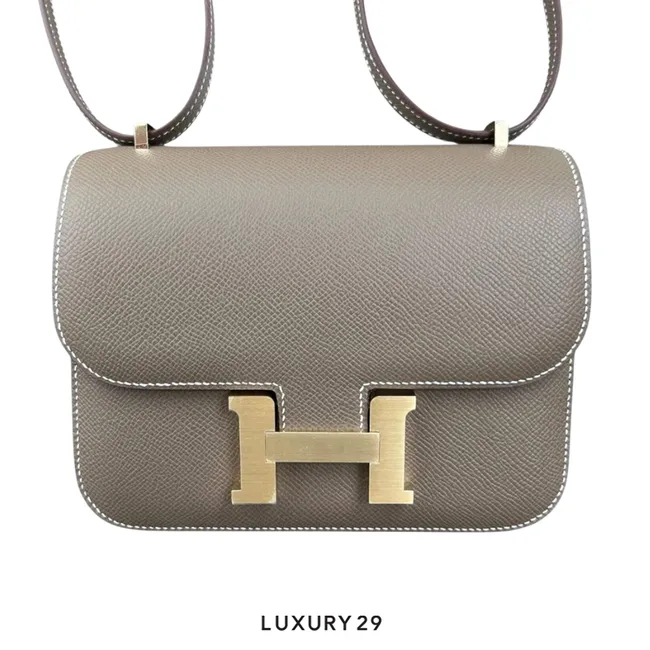 Hermes SAC Constance III Mini Miroir Veau Epsom 18 Etoupe Gold Hardware