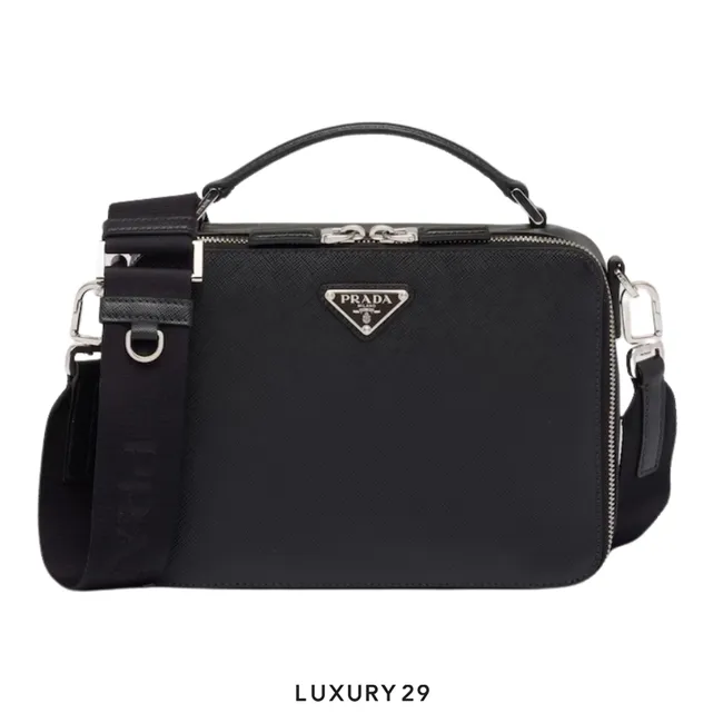 Prada Medium Prada Brique Saffiano leather bag Black