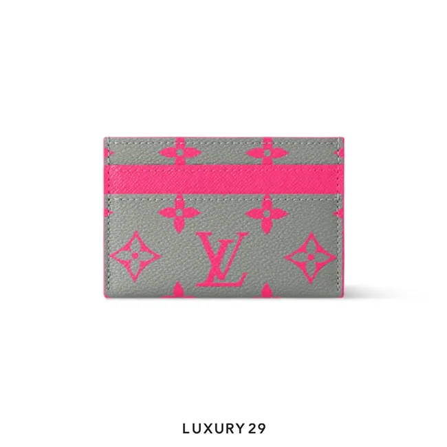 Louis Vuitton LV Double Card Holder Monogram Glow coated canvas Gray/Pink