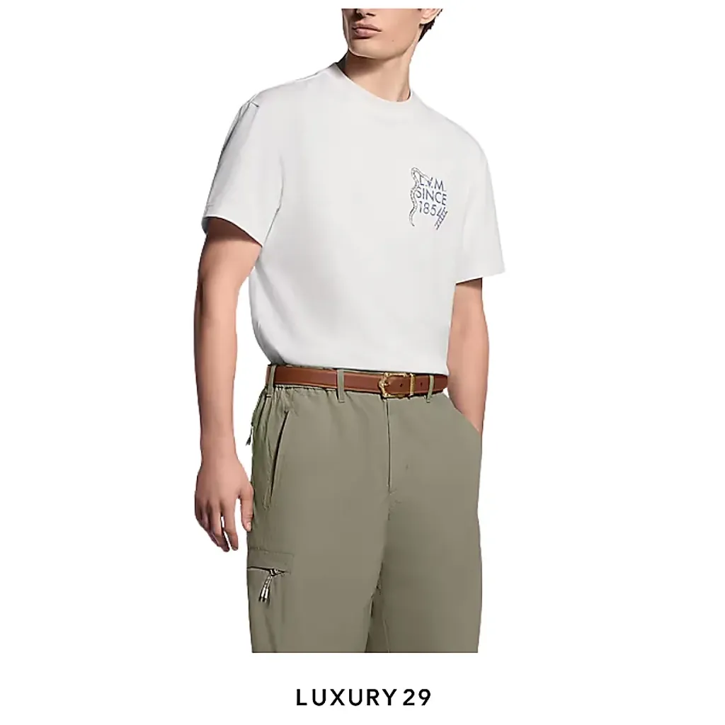 Louis Vuitton LV Printed the playful Snakes and Ladders motif T-Shirt(M, White)