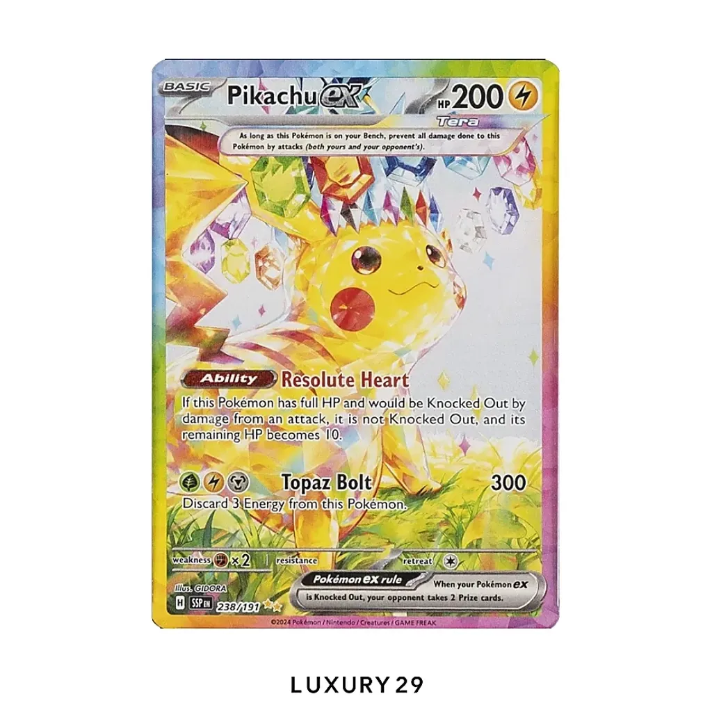 Pokemon TGC 2024 Pikachu EX Surging Sparks Spacial Illustration Rare #238 (EN)(PSA10)(Small, Multicolour)