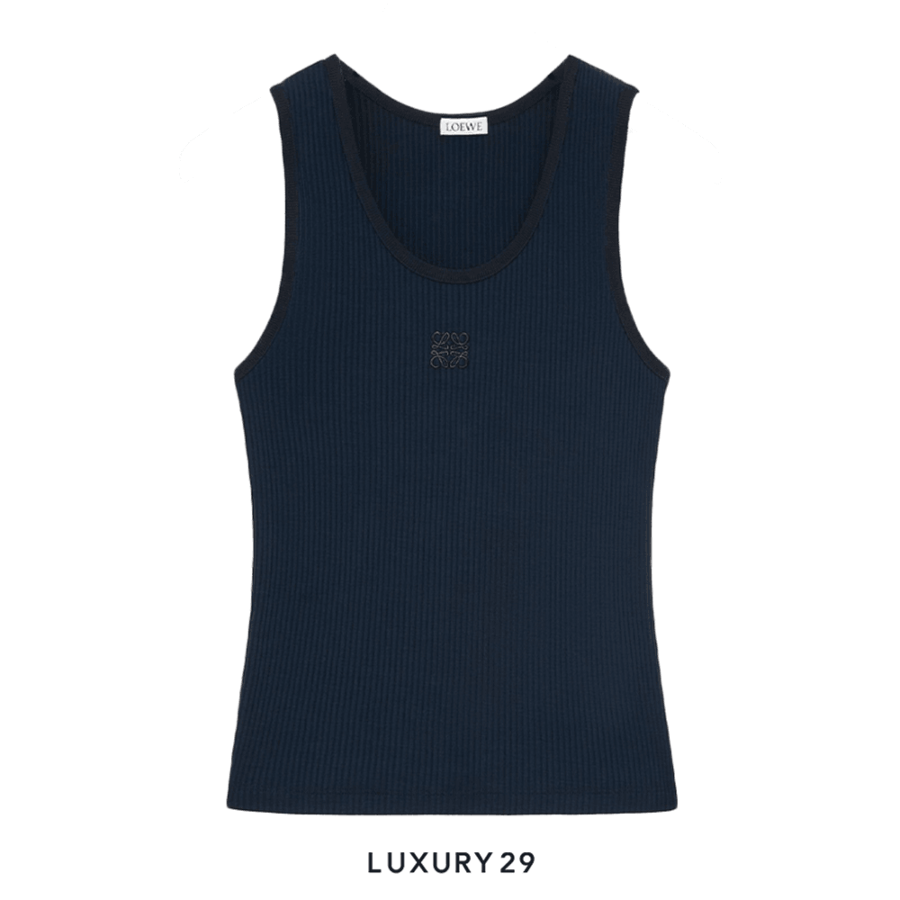 Loewe Tank top in silk Deep Marine(S, Blue)