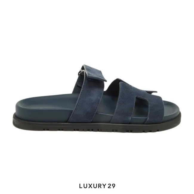 Hermes Chypre Sandal Cherve Velours Bleu Turouin (W)