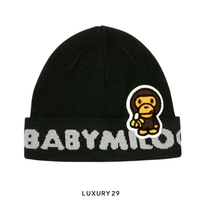 A Bathing Ape BABY MILO Beanie Knit Cap Black