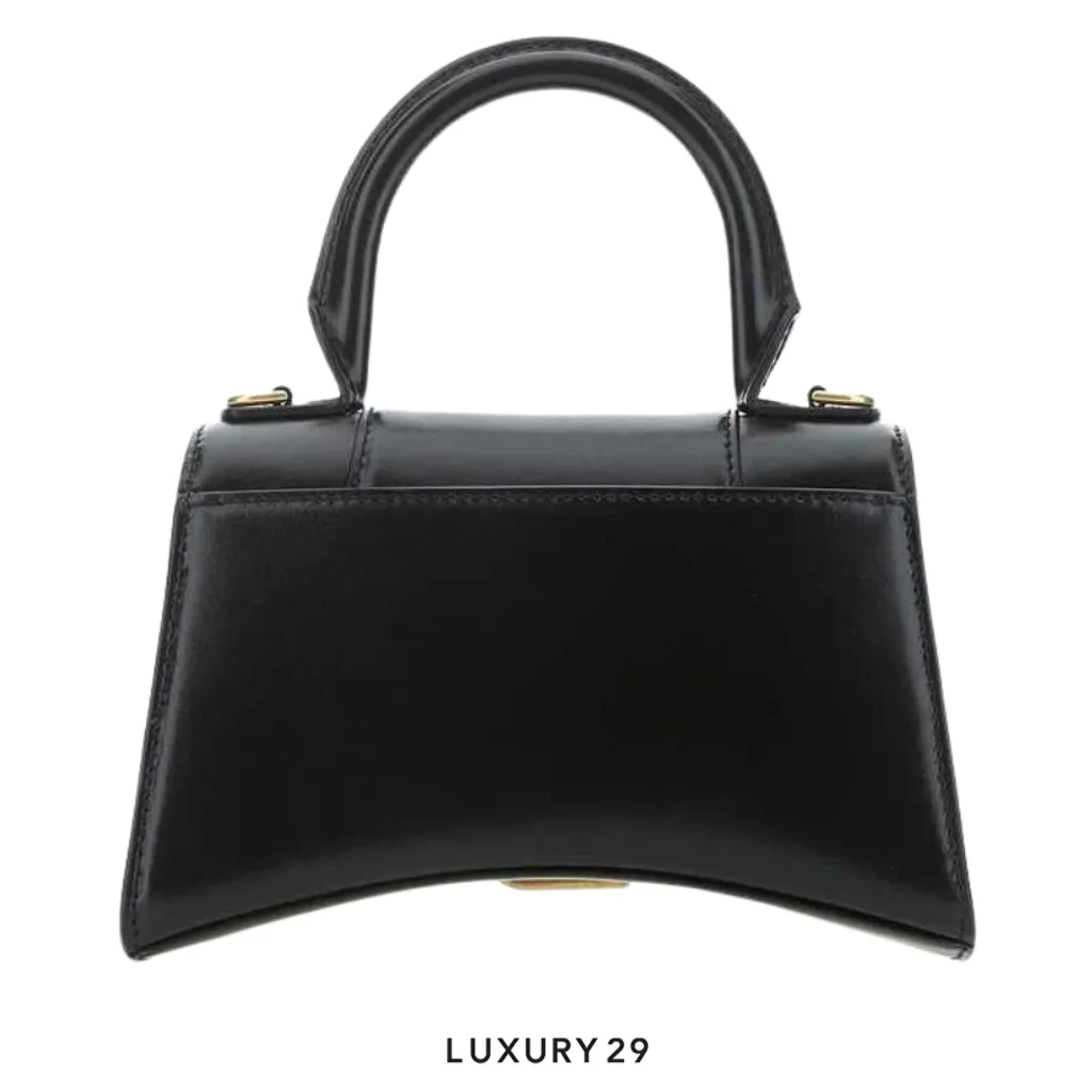 Balenciaga Hourglass XS Handbag In Shiny Calfskin Black(Small, Black)