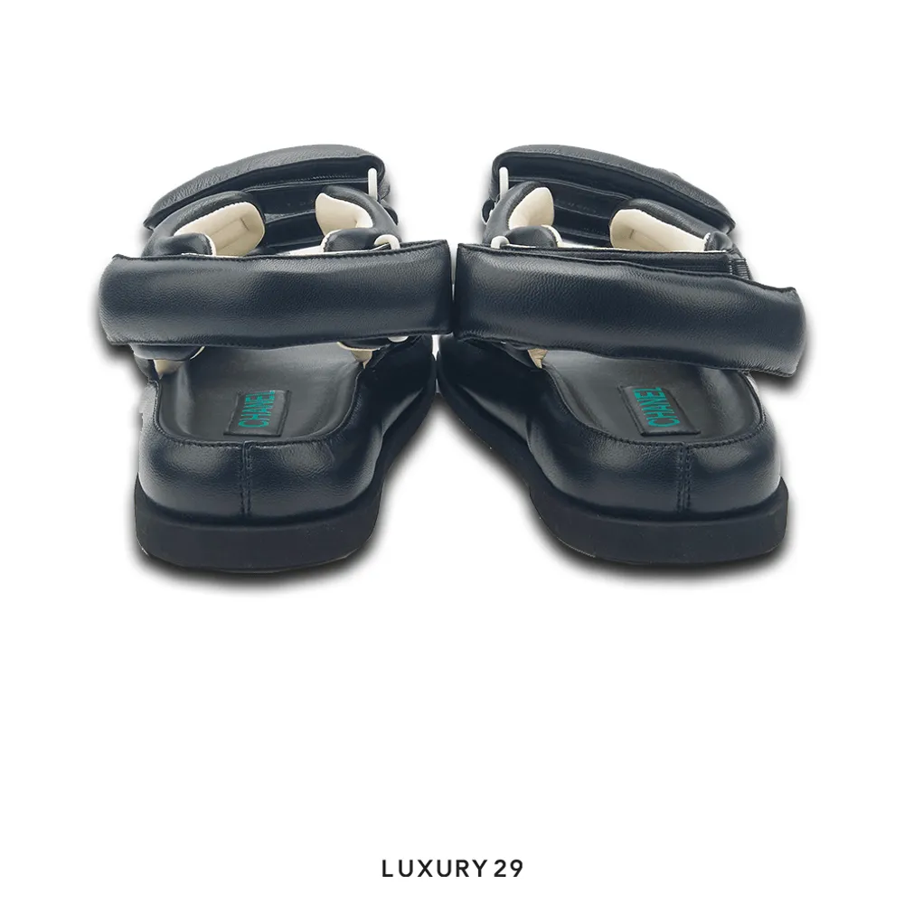 Chanel Lambskin Puffer Dad Sandals(39, Black)