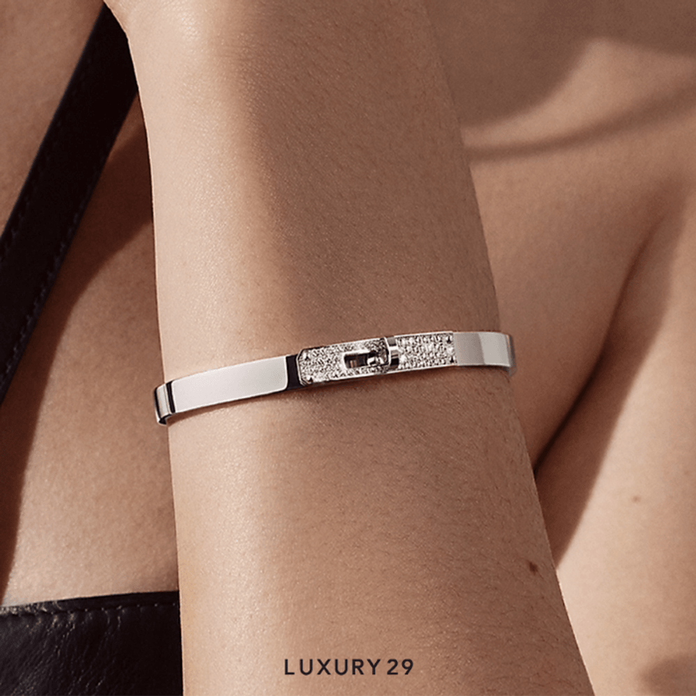 Hermes Kelly bracelet, small model White gold(Small, Silver)