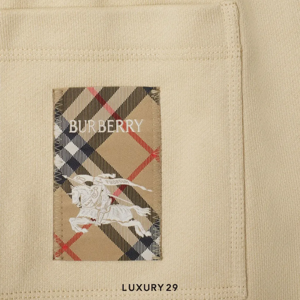 Burberry Check Label Cotton Shorts Neutrals(S, Neutrals)