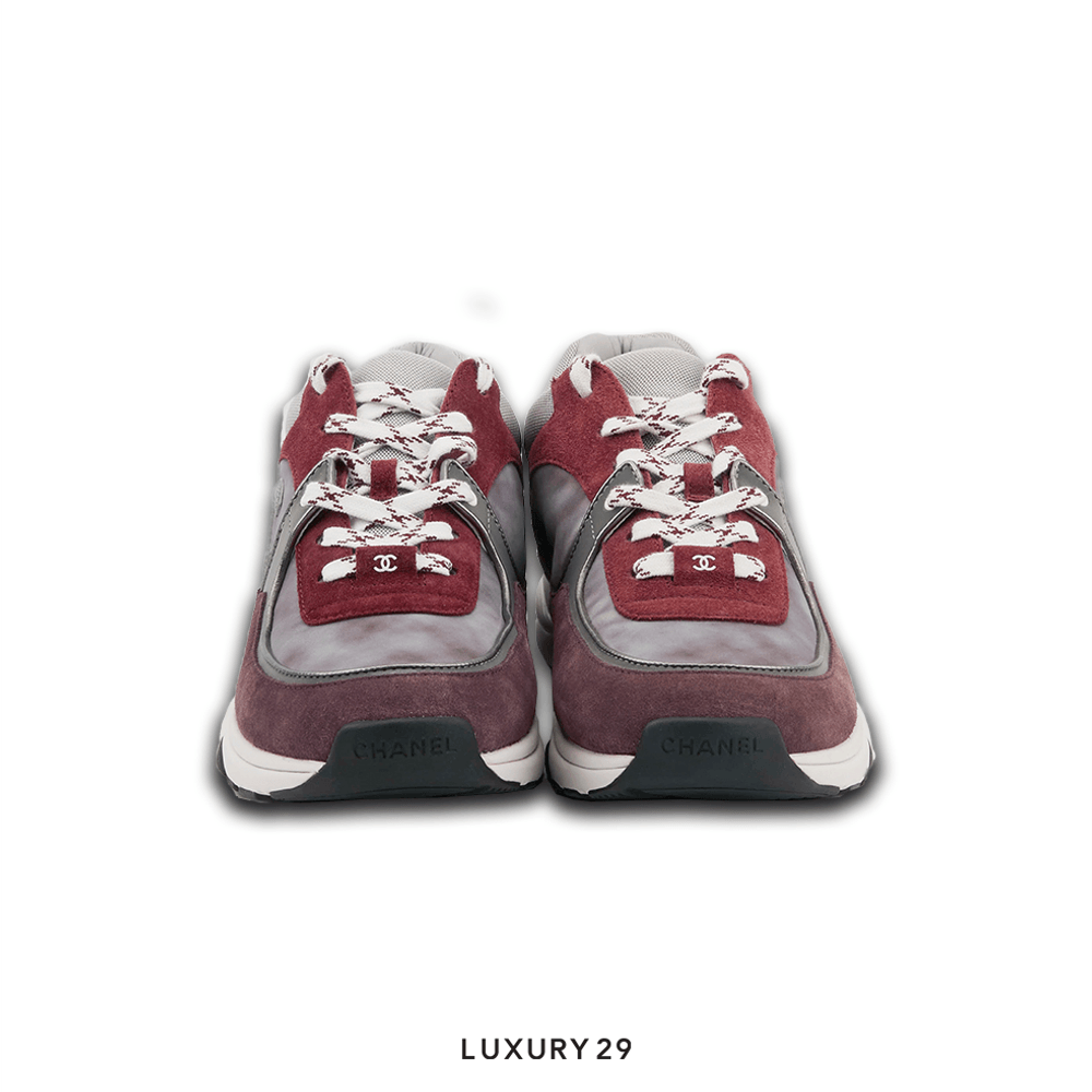 Chanel Sneakers Suede Nylon Reflective Tie Dye(42, Red)